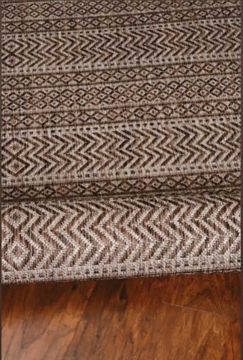 Brown Abstract Geometric Area Rug Photo 4