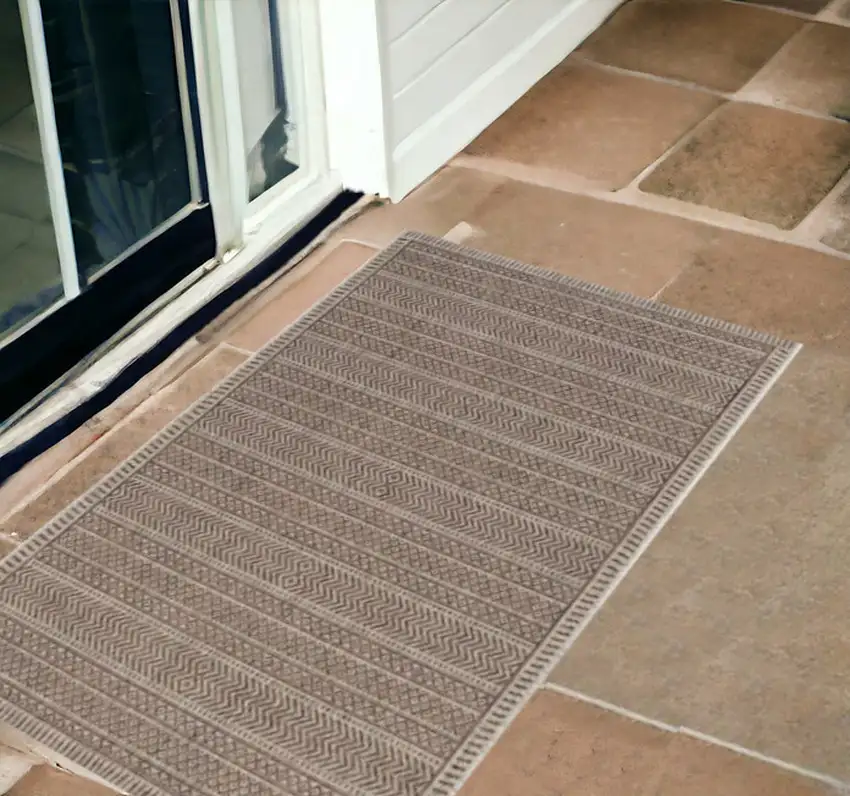 Brown Geometric Indoor Outdoor Area Rug Photo 1