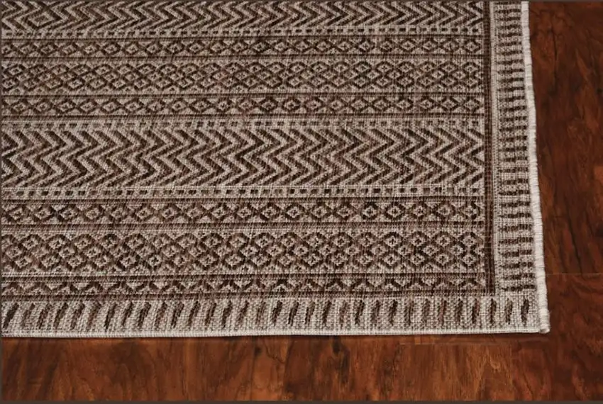 Brown Abstract Geometric Area Rug Photo 3