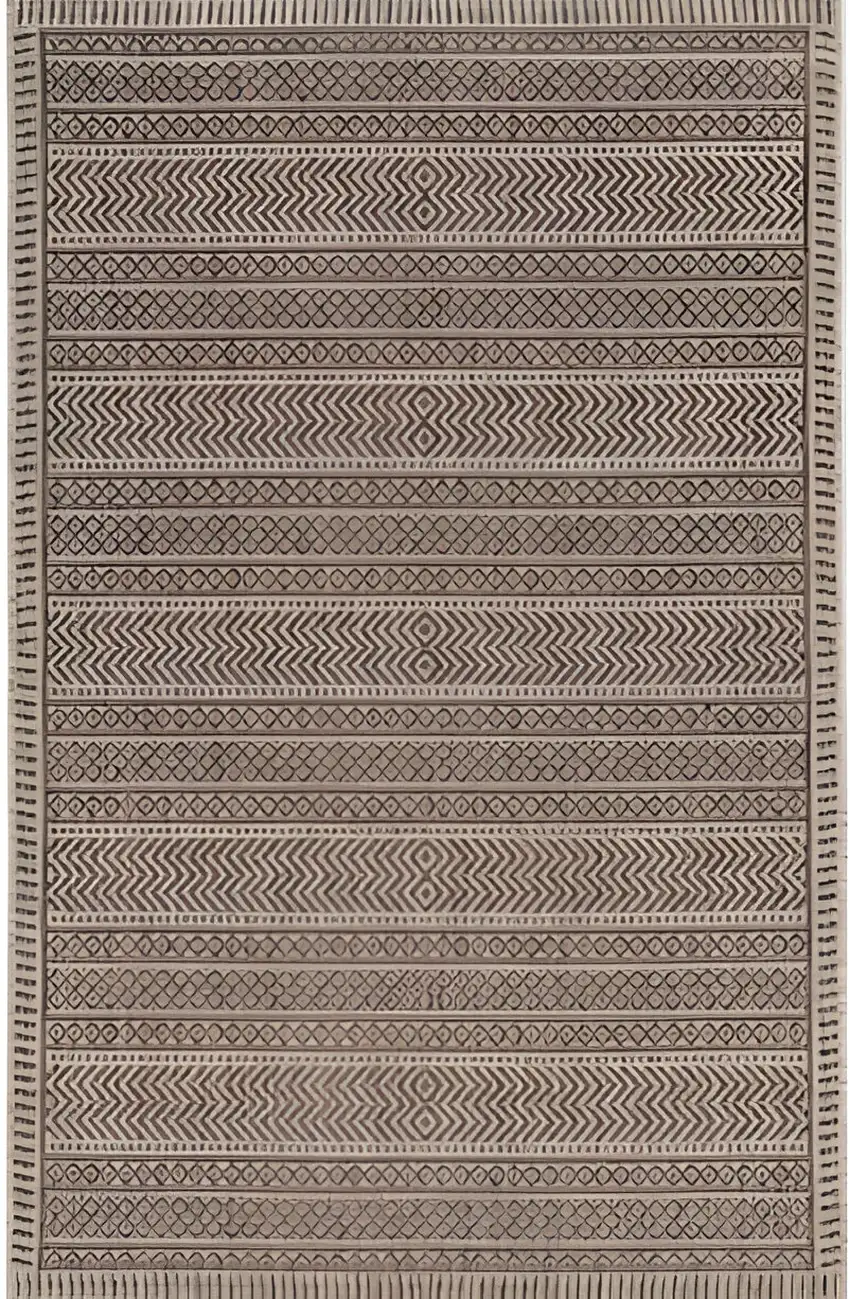 Brown Geometric Indoor Outdoor Area Rug Photo 1