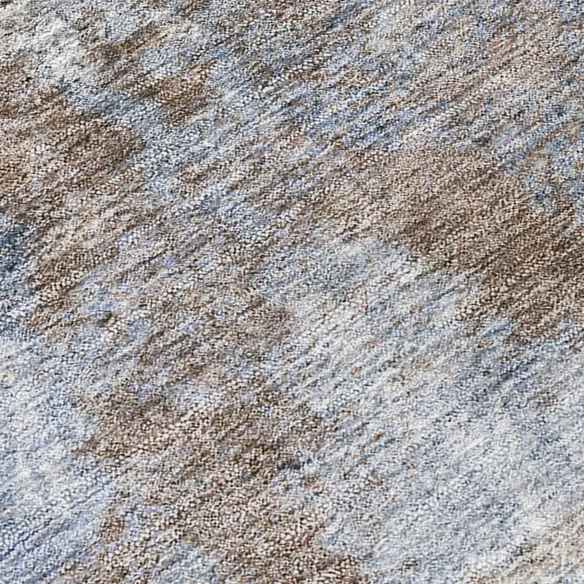 Mocha and Blue Abstract Washable Non Skid Indoor Outdoor Area Rug Photo 8