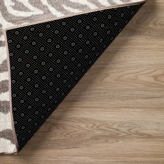 Mocha and Cream Zebra Print Shag Handmade Non Skid Area Rug Photo 3