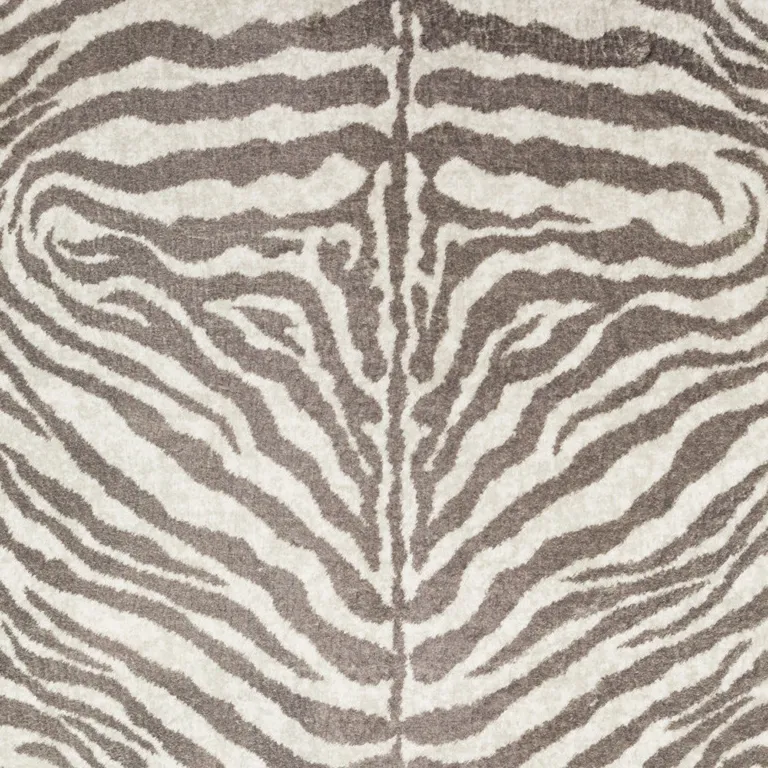 Mocha and Cream Zebra Print Shag Handmade Non Skid Area Rug Photo 4