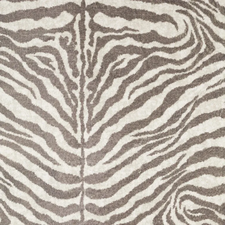 Mocha and Cream Zebra Print Shag Handmade Non Skid Area Rug Photo 4