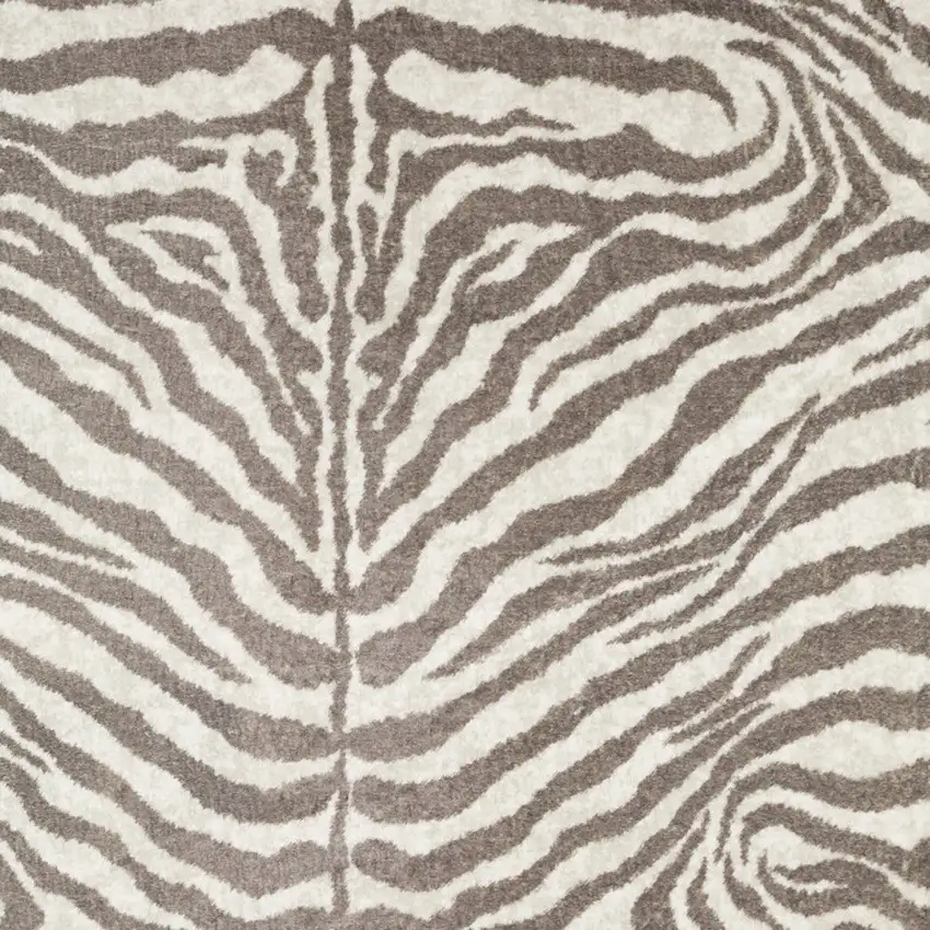Mocha and Cream Zebra Print Shag Handmade Non Skid Area Rug Photo 3