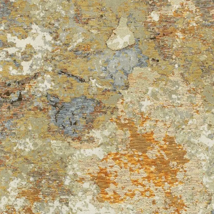 Modern Abstract Gold and Beige Indoor Area Rug Photo 4