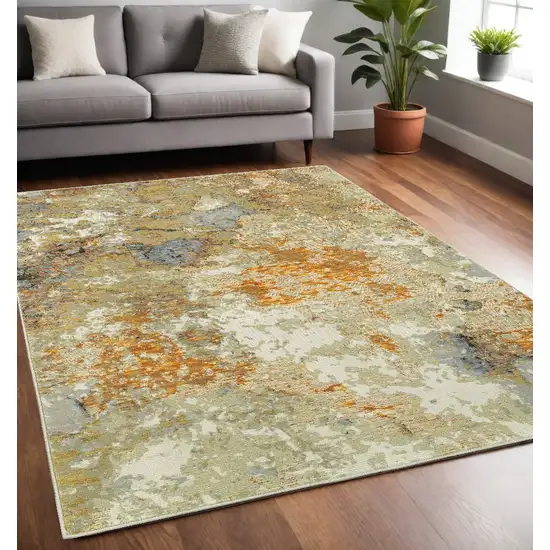 Gold and Ivory Power Loom Area Rug Photo 1