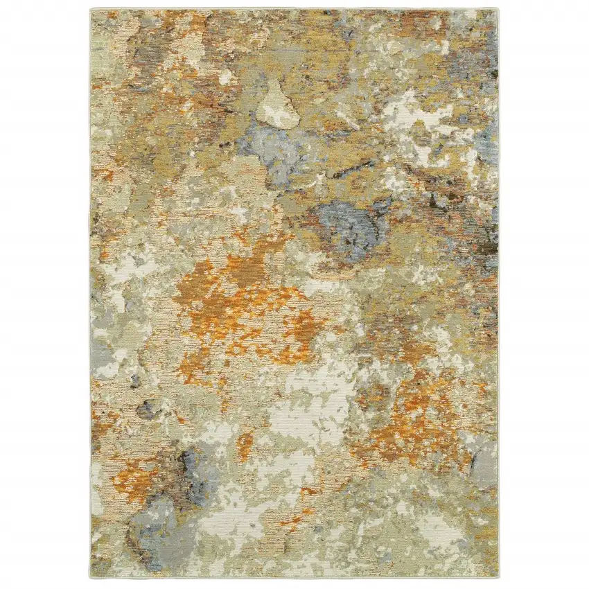Gold and Ivory Power Loom Area Rug Photo 6
