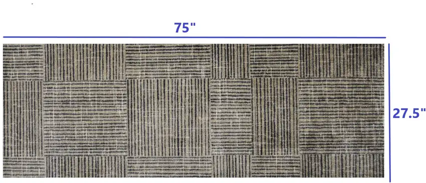 2' x 6' Modern Geo Lines in Squares Washable Runner Rug Photo 6