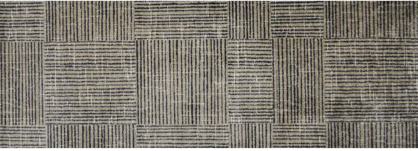 Modern Geo Lines in Squares Washable Runner Rug Photo 1