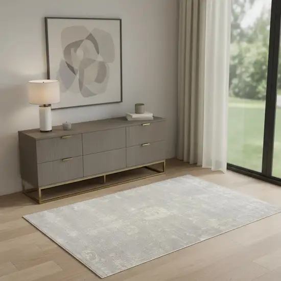 Modern Gray Distressed Area Rug Photo 1