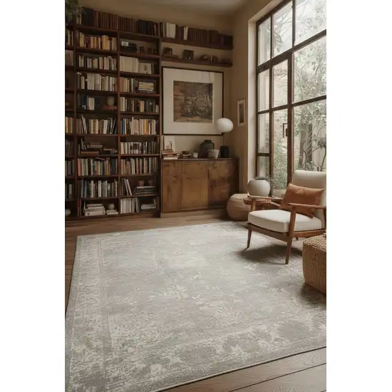Modern Gray Distressed Area Rug Photo 6