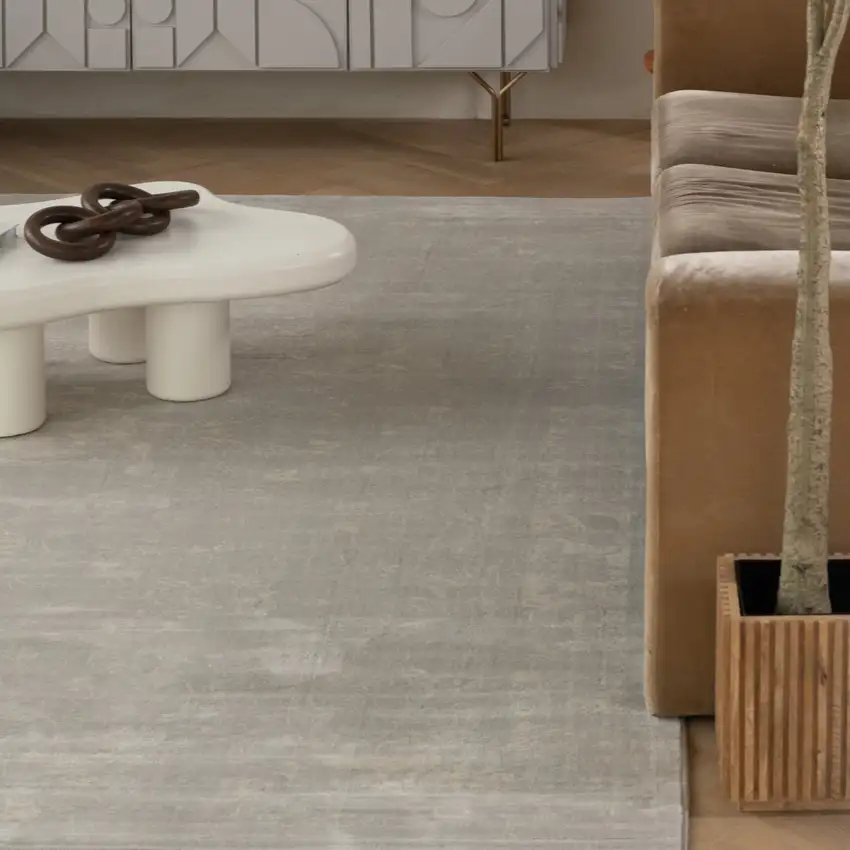 Modern Gray Distressed Area Rug Photo 5