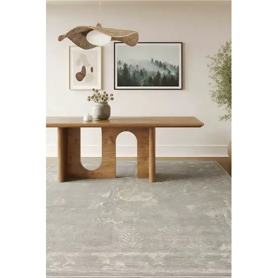 Modern Gray Distressed Area Rug Photo 9