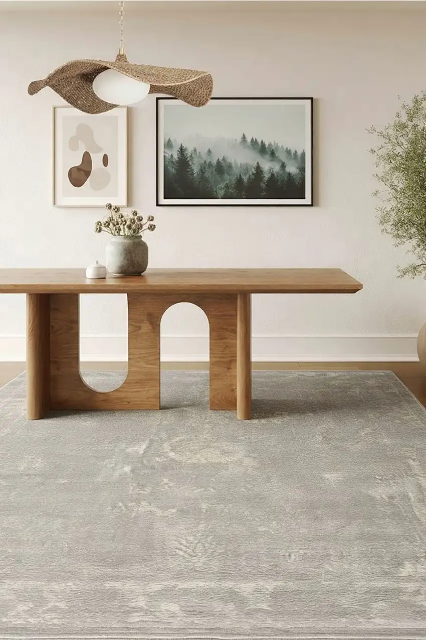 Modern Gray Distressed Area Rug Photo 9