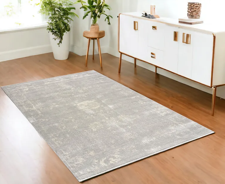 Modern Gray Distressed Area Rug Photo 5