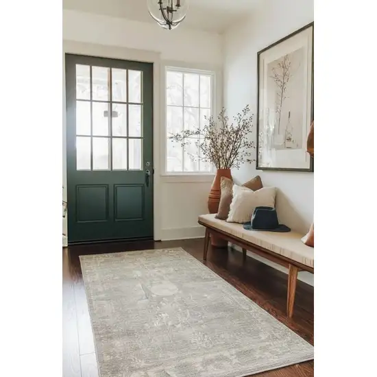 Modern Gray Distressed Area Rug Photo 4