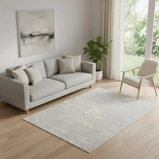 Modern Gray Distressed Area Rug Photo 1