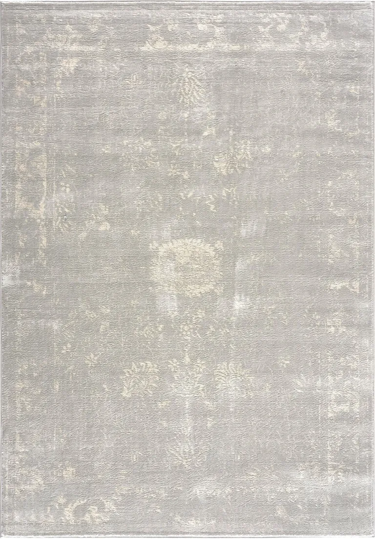 Modern Gray Distressed Area Rug Photo 5