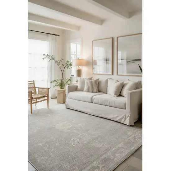 Modern Gray Distressed Area Rug Photo 9