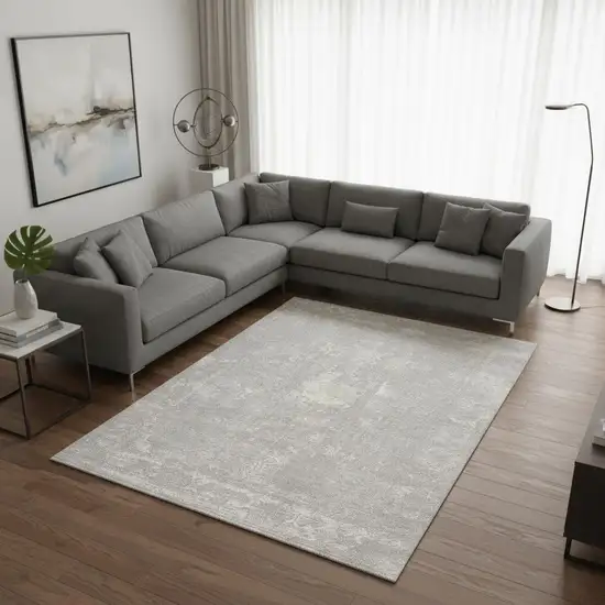 Modern Gray Distressed Area Rug Photo 1