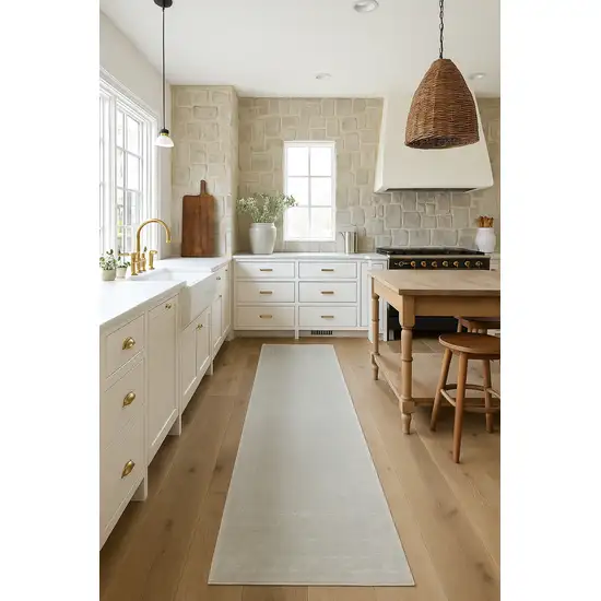 15' Grey Abstract Power Loom Runner Rug Photo 2