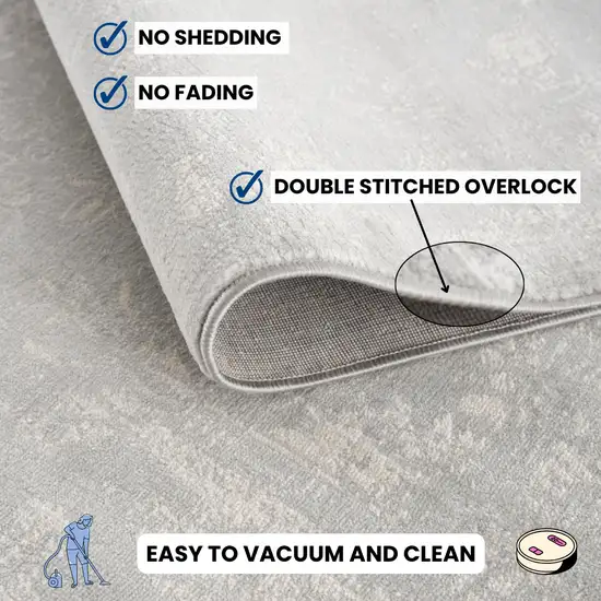 15' Grey Abstract Power Loom Runner Rug Photo 4