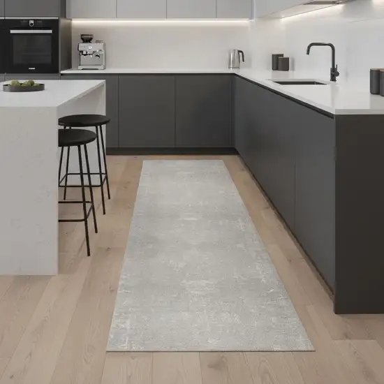 2' X 8' Modern Gray Distressed Runner Rug Photo 1