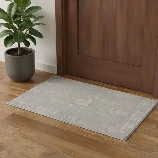 Modern Gray Distressed Scatter Rug Photo 1