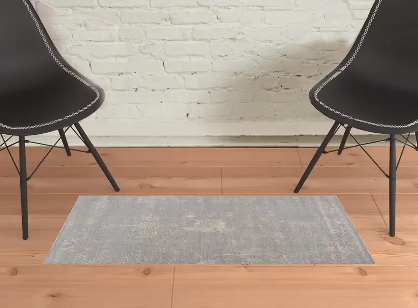Modern Gray Distressed Scatter Rug Photo 3