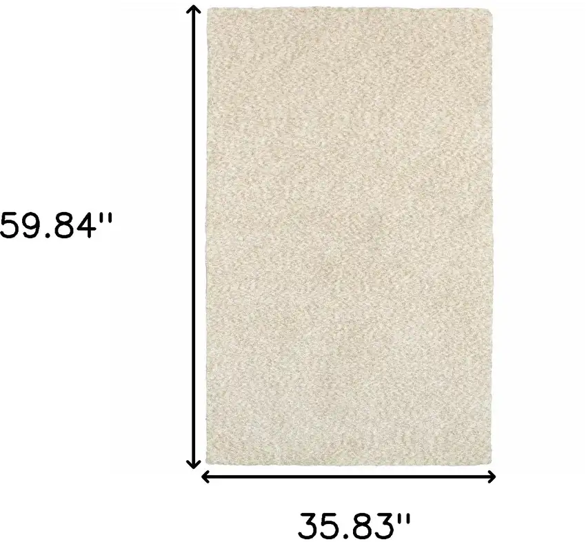 Modern Shag Ivory Indoor Area Rug Photo 6