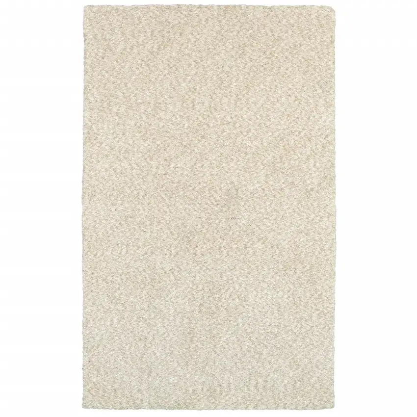 Modern Shag Ivory Indoor Area Rug Photo 1