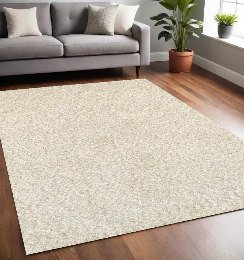 Modern Shag Ivory Indoor Area Rug Photo 1