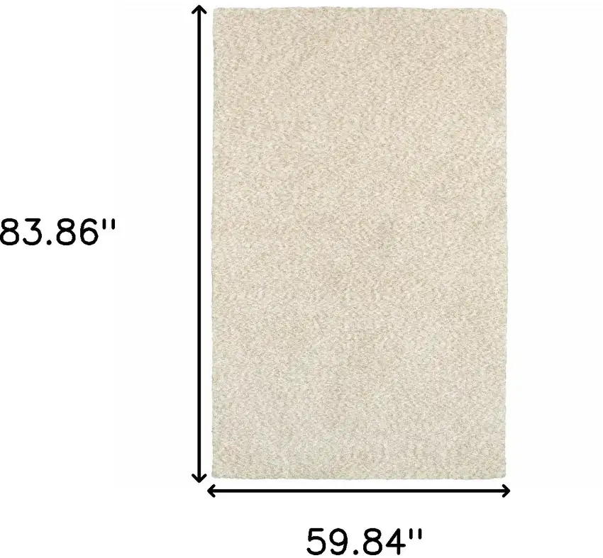 Modern Shag Ivory Indoor Area Rug Photo 6