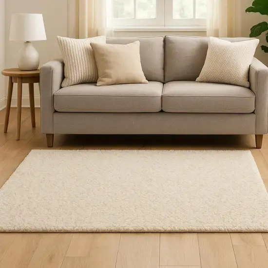 Modern Shag Ivory Indoor Area Rug Photo 1