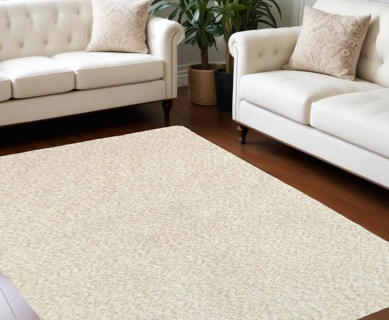Modern Shag Ivory Indoor Area Rug Photo 1