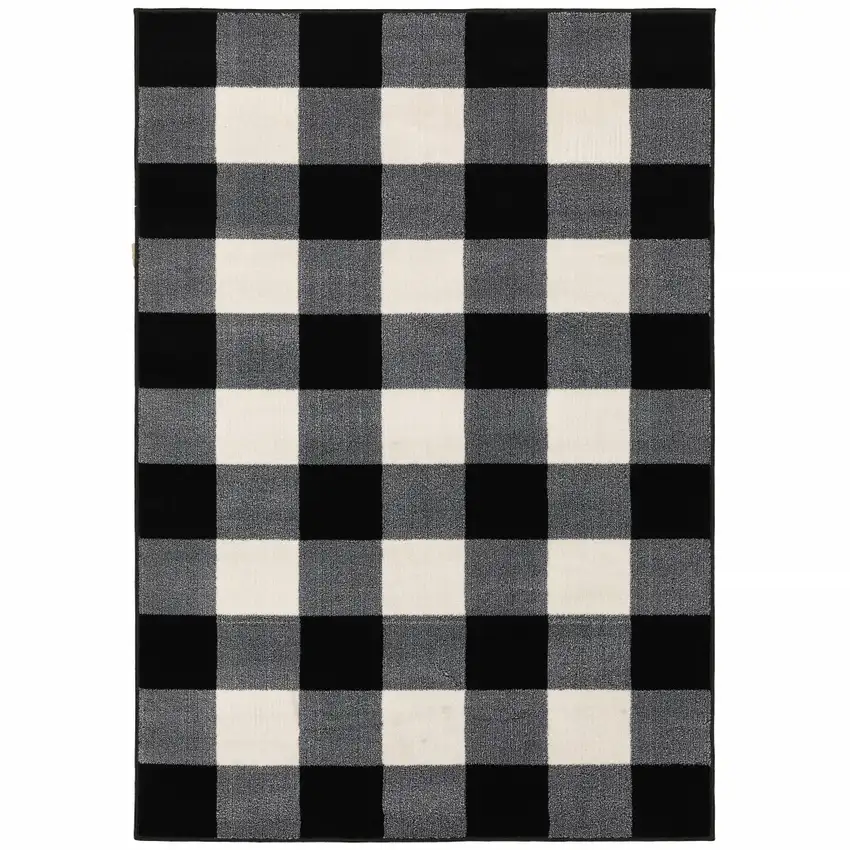 Monochromatic Gingham Pattern Indoor Area Rug Photo 1