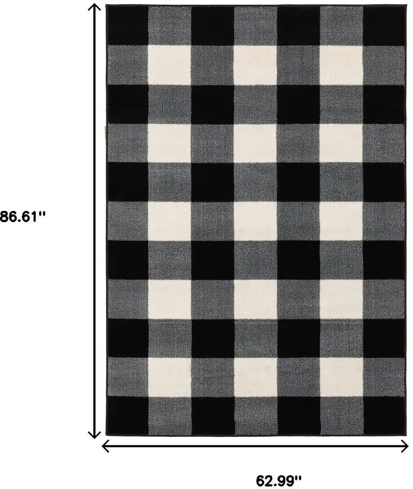 Black And Ivory Gingham Area Rug Photo 3