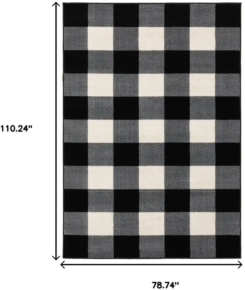 Black And Ivory Gingham Area Rug Photo 3