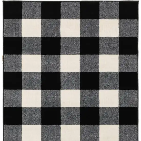 Black And Ivory Gingham Area Rug Photo 6