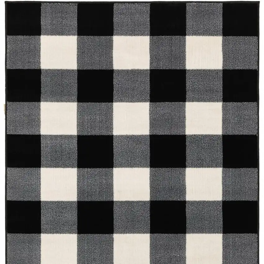 Black And Ivory Gingham Area Rug Photo 6