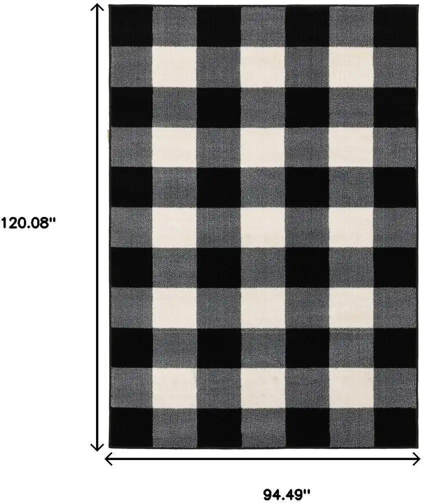 Black And Ivory Gingham Area Rug Photo 3