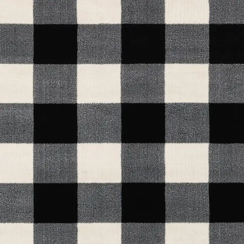 Black And Ivory Gingham Area Rug Photo 5