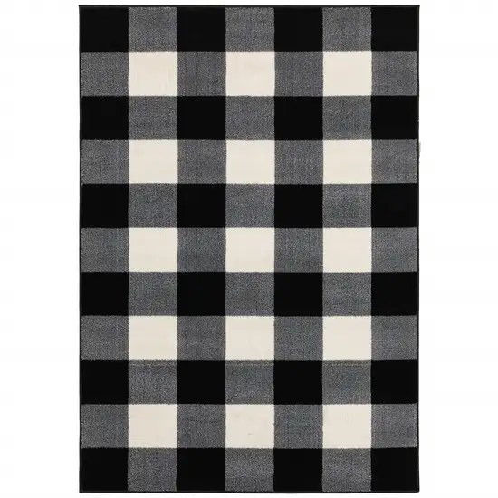 Black And Ivory Gingham Area Rug Photo 6