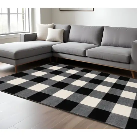 Black And Ivory Gingham Area Rug Photo 1
