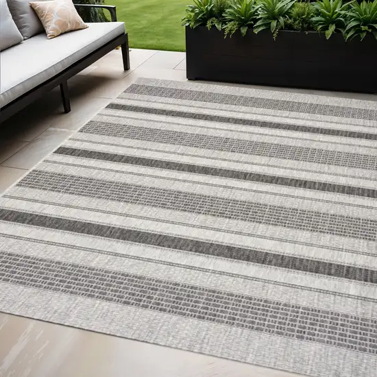 Gray And Black Indoor Outdoor Area Rug Photo 1