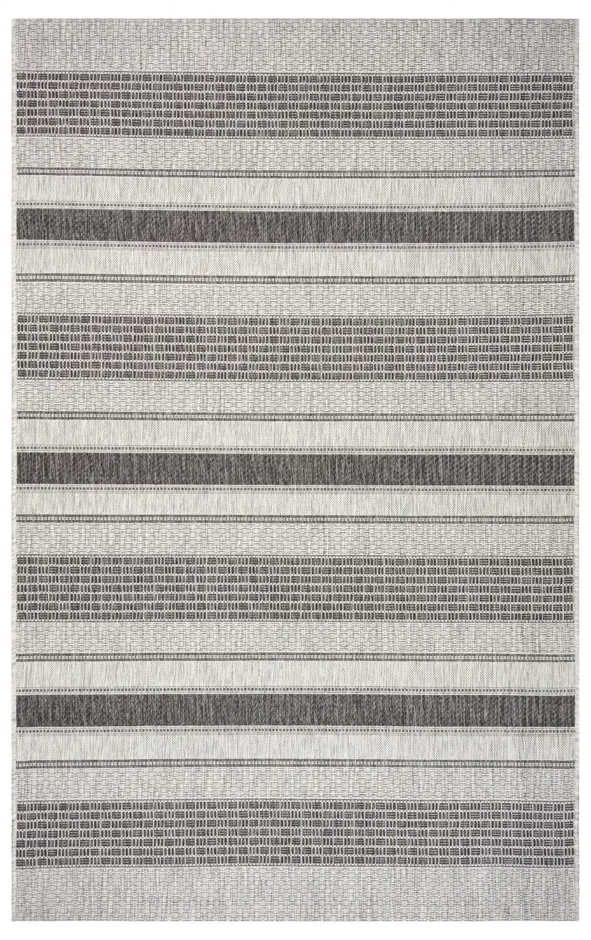 Monochrome Striped Indoor Outdoor Area Rug Photo 1