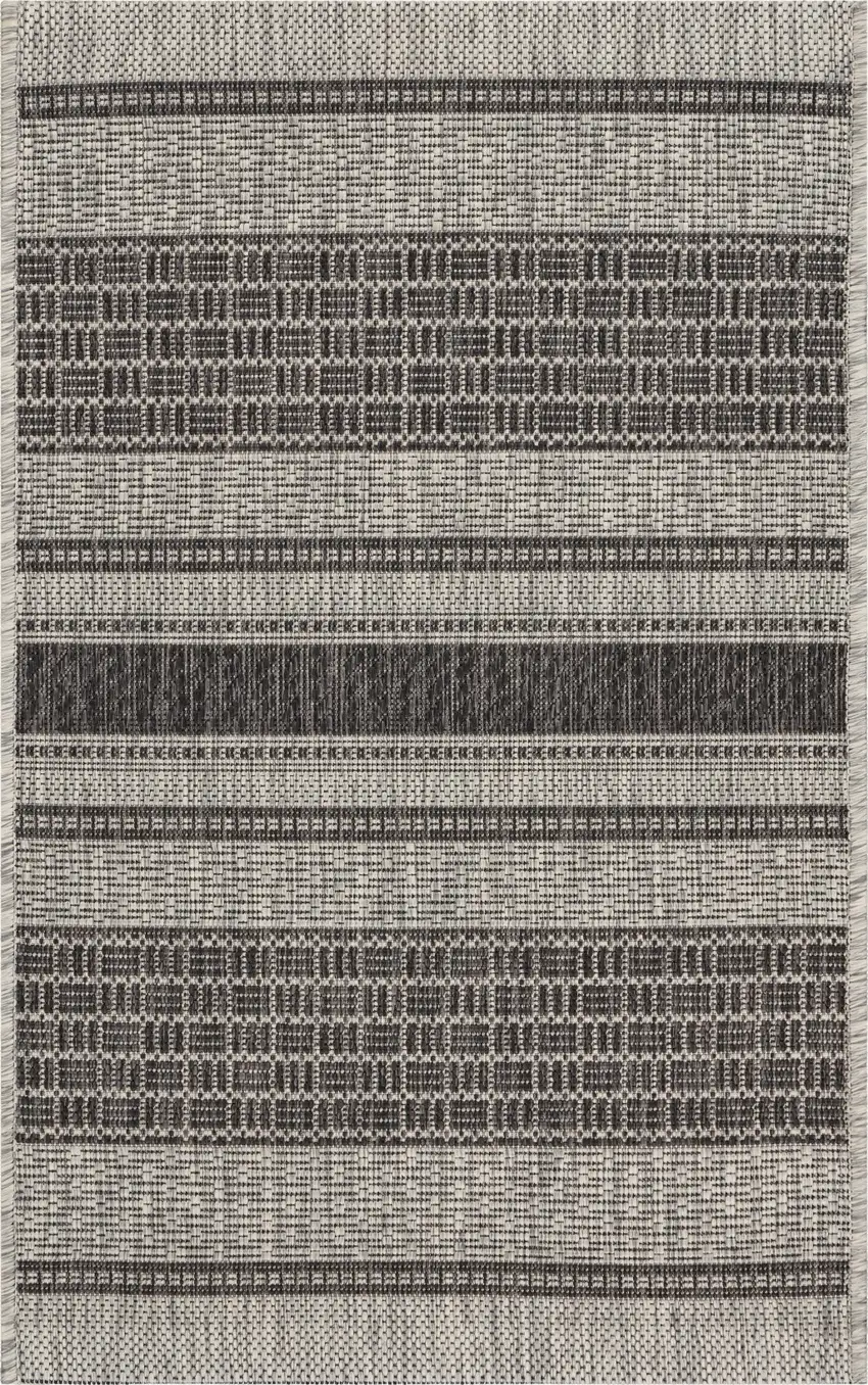 Monochrome Striped Indoor Outdoor Scatter Rug Photo 1
