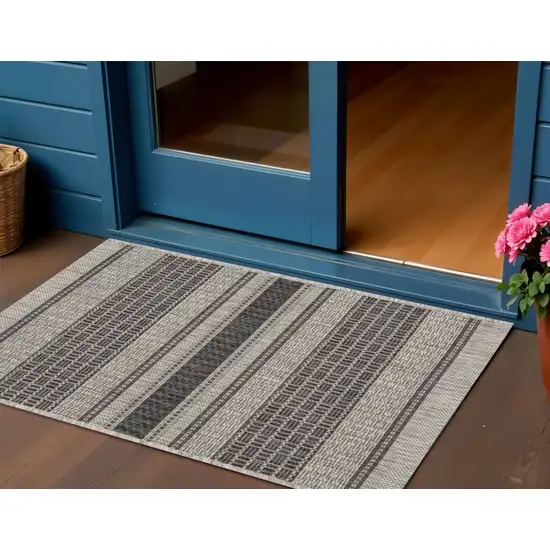 Gray And Black Indoor Outdoor Area Rug Photo 1