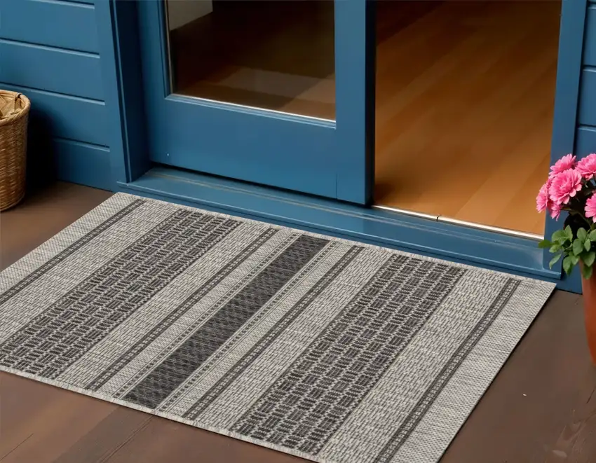 Gray And Black Indoor Outdoor Area Rug Photo 1